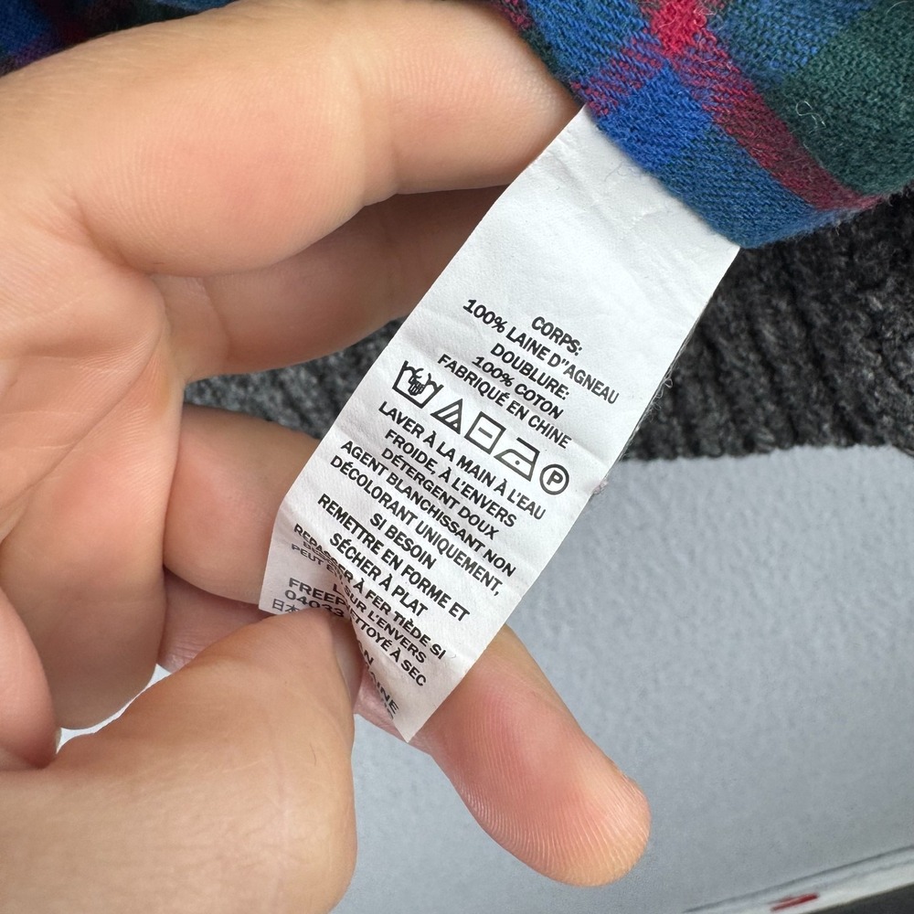 LL Bean Wool Sweater Mens Medium Gray Full Zip Flannel Lined Knit Mock Neck - Picture 9 of 14